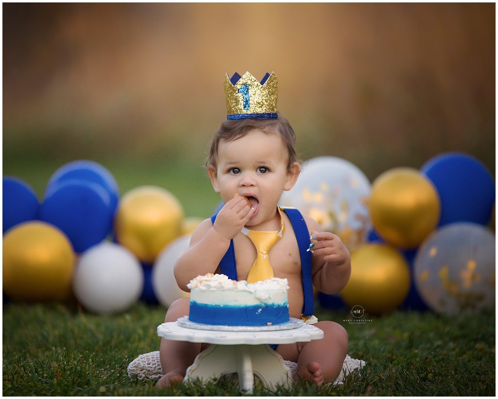 Blue and Gold Cake Smash