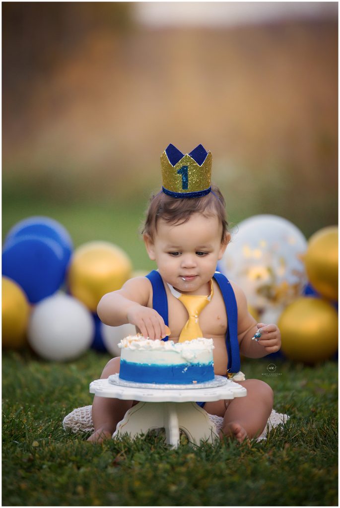 Blue and Gold Cake Smash