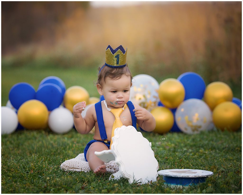 Blue and Gold Cake Smash