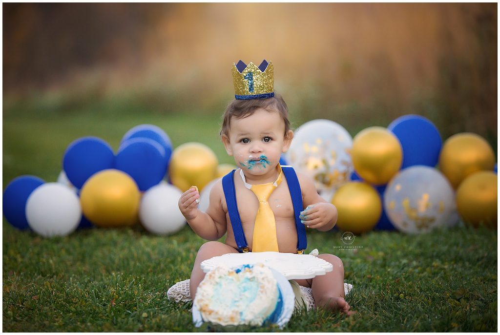 Blue and Gold Cake Smash